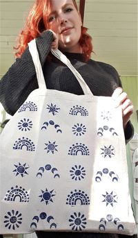 totebag, rainbow moon pattern, 100 kronor